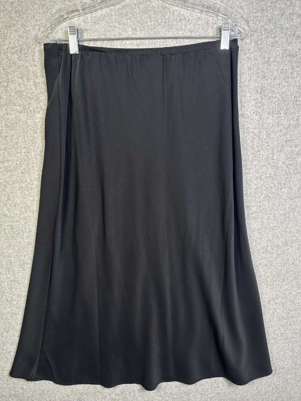 Time Tru Medium Knee Length Skirt Satiny Style Flowy Classic Black Modest